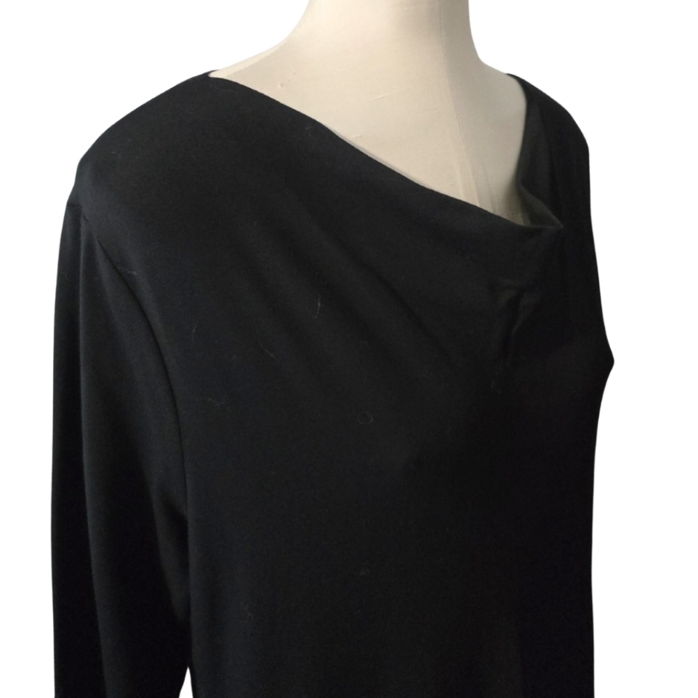 OSKA Long Sleeve Black Maxi Dress Size 3 10/12 44 Lagenlook Utilitarian Cowlneck - Picture 4 of 5